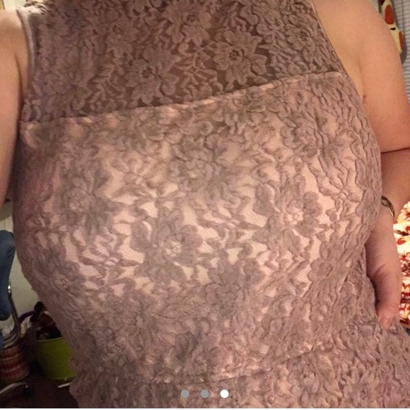 Ruby Rox dress, felt and lace combination, dusty rose color, size XL - Picture 3 of 3